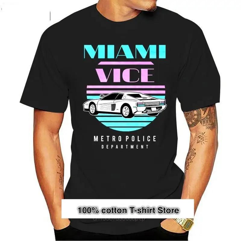 Camiseta de Miami Vice Herren Para Hombre, Camisas Basicas de Schwarz Neu Fun Kult Tubbs Crocket, Holgadas, Negras,